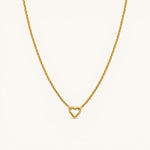 Nadare Co. gold plated stainless steel heart pendant necklace on a delicate chain, waterproof and tarnish-resistant.