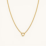 Nadare Co. gold plated stainless steel heart pendant necklace on a delicate chain, waterproof and tarnish-resistant.