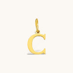 Nadare Co. 14k gold plated stainless steel initial charm featuring a polished serif letter C