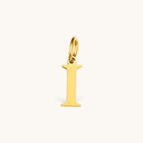 Nadare Co. 14k gold plated stainless steel initial charm featuring a classic serif letter I design.