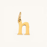 Nadare Co. gold-plated stainless steel lowercase letter h charm for everyday jewelry layering.