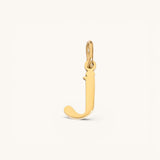 Nadare Co. lowercase letter J charm in 14k gold-plated stainless steel with a polished finish
