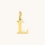 Nadare Co. 14k gold plated stainless steel letter L initial charm with a clean serif font design.