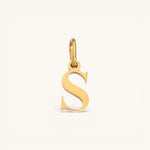 Nadare Co. lower case letter S charm in 14k gold plated stainless steel for everyday layering