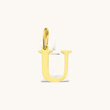 Nadare Co. 14k gold-plated stainless steel letter U initial charm with a clean serif font design.