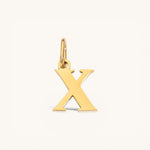 Nadare Co. gold-plated stainless steel lowercase letter X charm for everyday jewelry layering