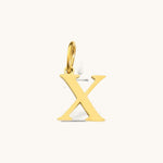 Nadare Co. gold-plated stainless steel letter X charm with a classic serif font for everyday jewelry layering.