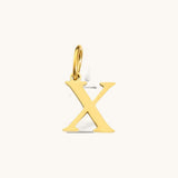 Nadare Co. gold-plated stainless steel letter X charm with a classic serif font for everyday jewelry layering.