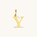 Nadare Co. 14k gold plated stainless steel letter Y initial charm with a classic serif font design.