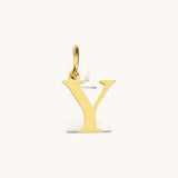 Nadare Co. 14k gold plated stainless steel letter Y initial charm with a classic serif font design.