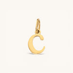 Nadare Co. gold-plated stainless steel lowercase letter C charm for everyday jewelry layering