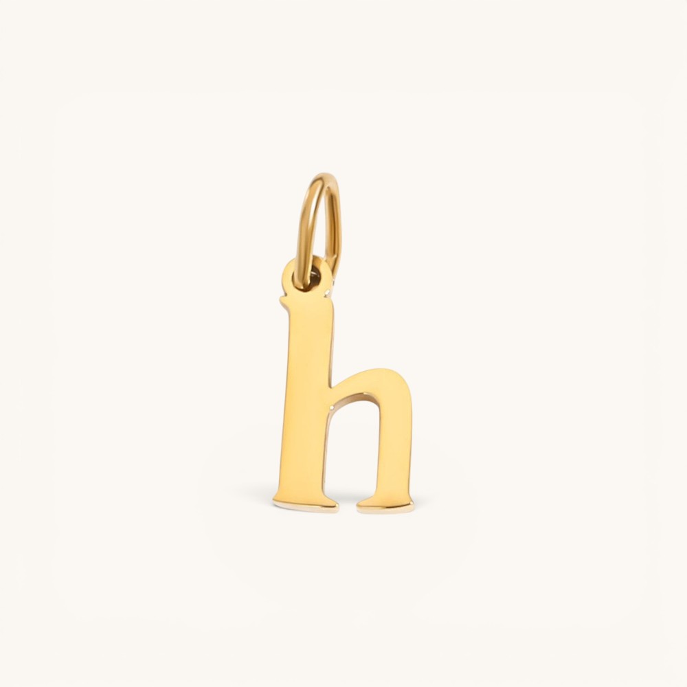 Nadare Co. gold-plated stainless steel lowercase letter h charm for everyday jewelry layering