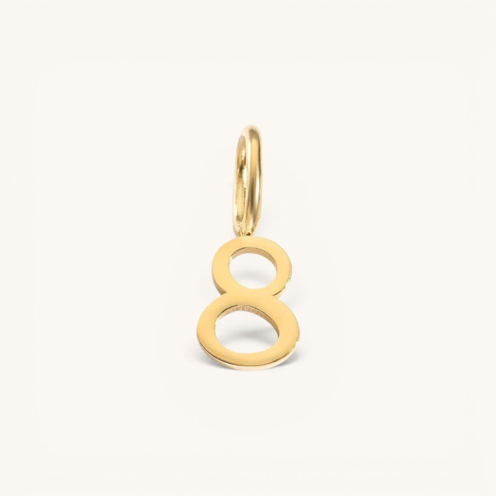 Nadare Co. gold-plated stainless steel number eight charm for personalized jewelry layering