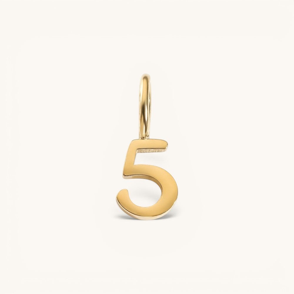 Nadare Co. gold plated stainless steel number five charm for personalized jewelry layering