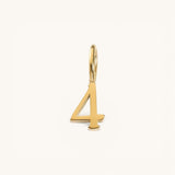 Nadare Co. number four charm in 14k gold plated stainless steel, featuring a minimal design for everyday wear.