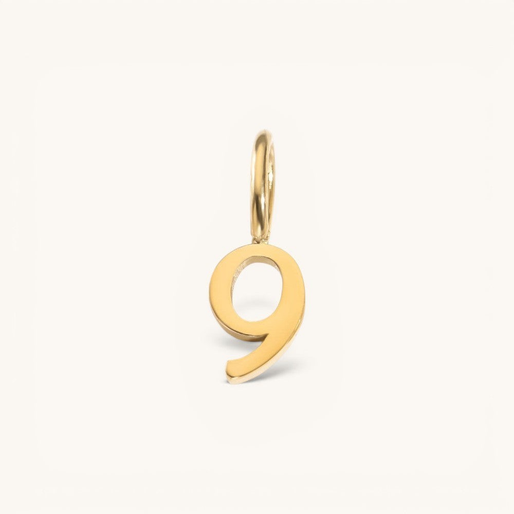 Nadare Co. gold-plated stainless steel number 9 charm for personalized jewelry layering