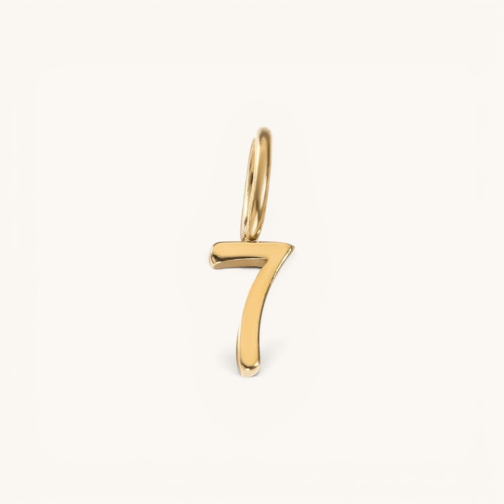 Nadare Co. gold plated stainless steel number seven charm pendant for personalized jewelry layering