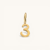 Nadare Co. gold plated stainless steel number 3 charm for necklaces or bracelets