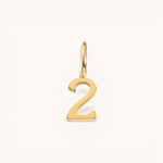 Nadare Co. gold plated stainless steel number two charm for necklaces or bracelets