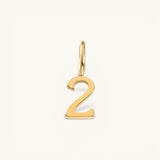 Nadare Co. gold plated stainless steel number two charm for necklaces or bracelets