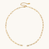 Nadare Co. gold plated large oval switch chain necklace with an adjustable extension and tarnish-resistant finish.