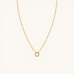 Nadare Co. 14k gold plated small oval switch chain necklace with a circular clasp for charms.