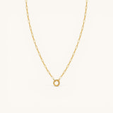 Nadare Co. 14k gold plated small oval switch chain necklace with a circular clasp for charms.