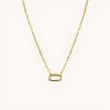Nadare Co. 14k gold plated stainless steel small oval switch chain necklace with a carabiner clasp
