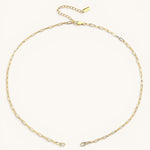 Nadare Co. 14k gold plated stainless steel small oval switch chain necklace with adjustable extension.