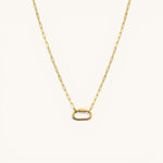 Nadare Co. 14k gold plated stainless steel oval switch chain necklace with a tarnish-resistant charm clasp.
