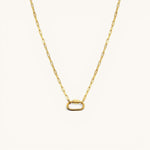 Nadare Co. 14k gold plated stainless steel oval switch chain necklace with a tarnish-resistant charm clasp.