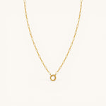 Nadare Co. 14k gold plated stainless steel small oval switch chain necklace with a circular charm attachment point.