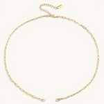 Nadare Co. 14k gold plated stainless steel small oval switch chain necklace with adjustable extension.