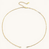 Nadare Co. 14k gold plated stainless steel small oval switch chain necklace with adjustable extension.