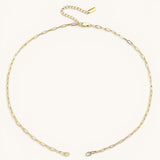 Nadare Co. 14k gold plated stainless steel small oval switch chain necklace with adjustable extension.
