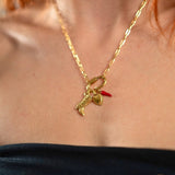 Nadare Co. 14k gold plated stainless steel oval switch chain necklace with custom boot, heart, and chili charms.
