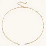 Nadare Co. 14k gold plated stainless steel small oval switch chain necklace with adjustable extension