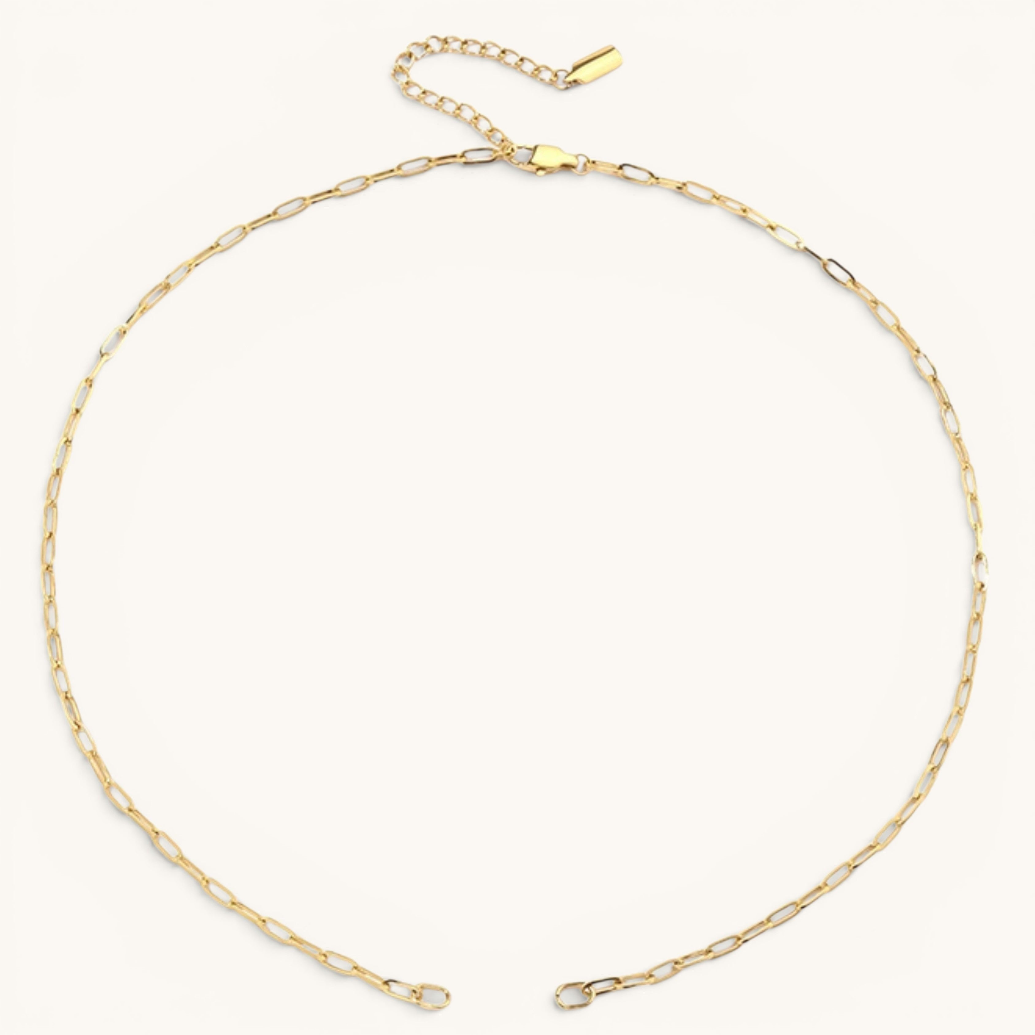 Nadare Co. 14k gold plated stainless steel small oval switch chain necklace with adjustable extension