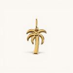 Nadare Co. gold-plated stainless steel palm tree charm for a necklace with a polished coastal design.
