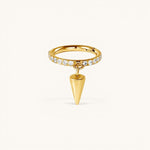 Nadare Co. gold Atlas Clicker Ring featuring a row of cubic zirconia stones and a removable polished spike charm.
