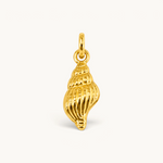Nadare Co. gold-plated stainless steel spiral seashell charm with detailed ridges and a polished finish.