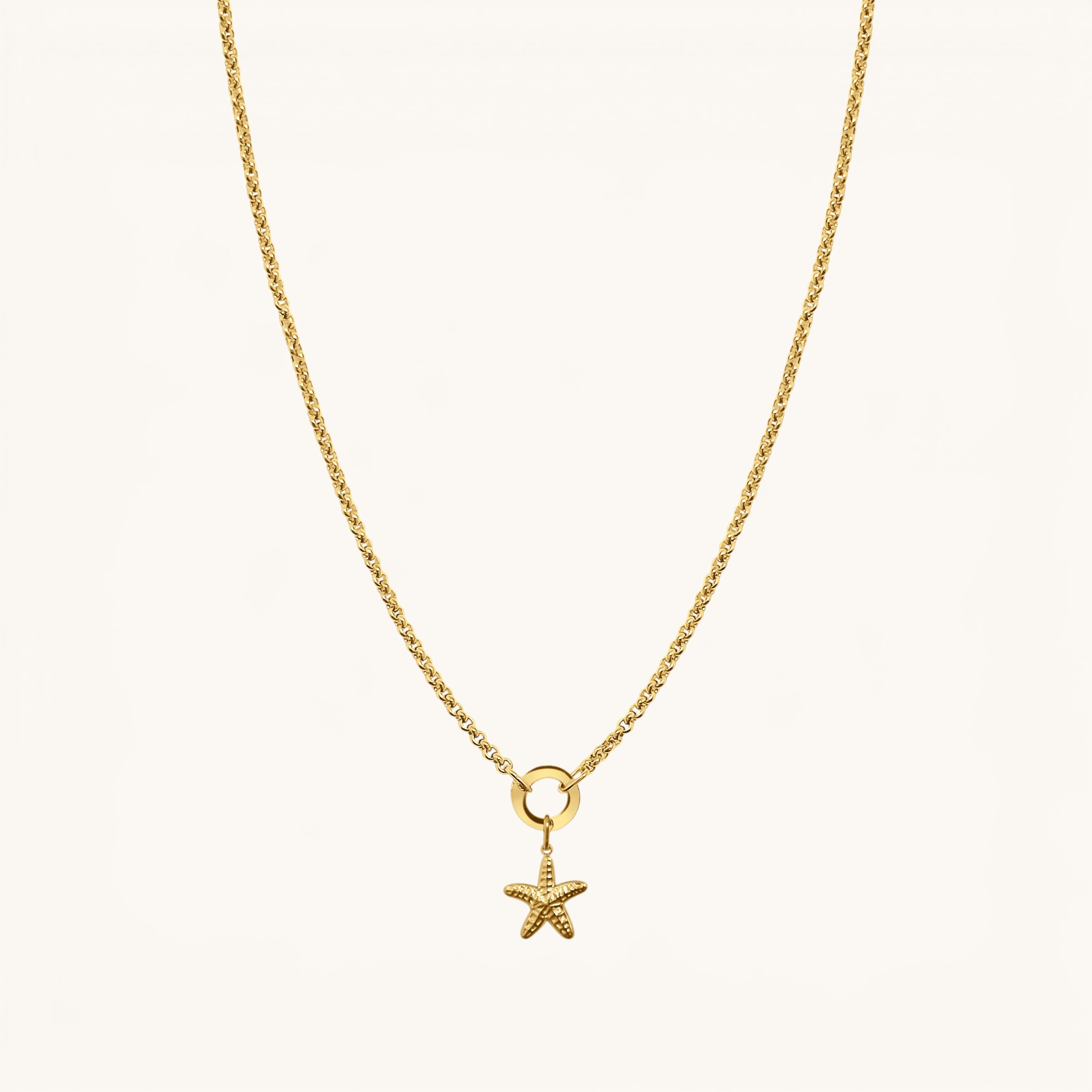 Nadare Co. gold plated stainless steel mini starfish charm on a delicate chain necklace