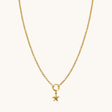 Nadare Co. gold plated stainless steel mini starfish charm on a delicate chain necklace