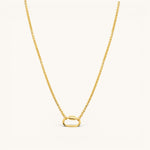 Nadare Co. gold plated stainless steel Classic Switch Chain necklace with a minimalist oval carabiner pendant.