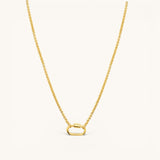 Nadare Co. gold plated stainless steel Classic Switch Chain necklace with a minimalist oval carabiner pendant.