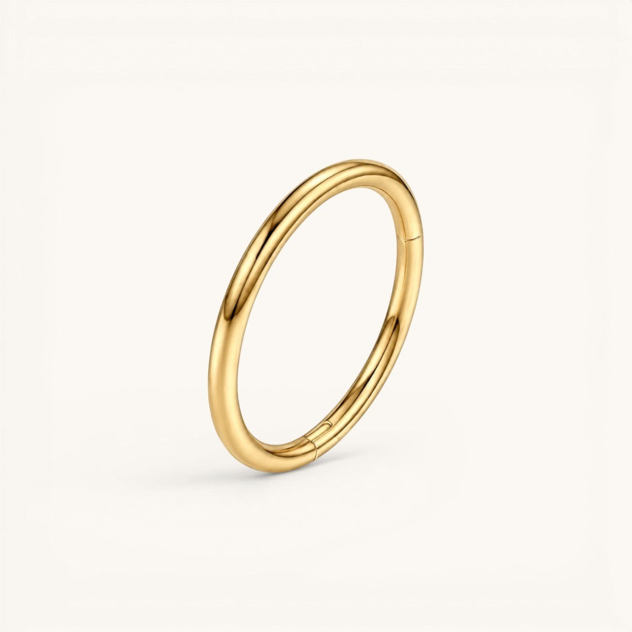 Nadare Co. gold-plated titanium clicker ring with a smooth polished finish and secure hinged closure for piercings.