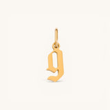Nadare Co. gold-plated stainless steel gothic letter G charm with sharp edges for a necklace stack.