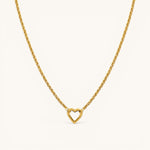 Nadare Co. gold heart-shaped switch clasp on a delicate chain for charm necklaces.