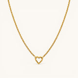 Nadare Co. gold heart-shaped switch clasp on a delicate chain for charm necklaces.