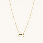 Nadare Co. gold chain necklace featuring a large oval carabiner clasp for customizable charm collection.